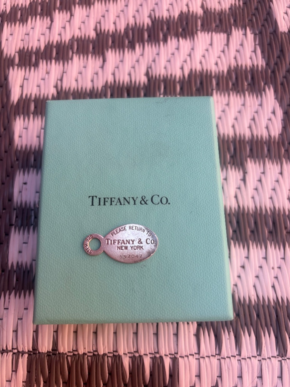 Return to Tiffany & Co. 925 Sterling Oval Tag Charm, Pendant
